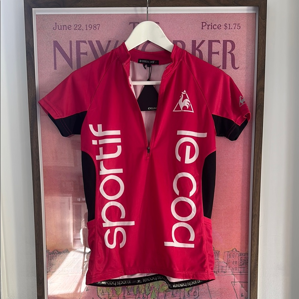 Le Coq Sportif Raspberry and Black Cycling Jersey